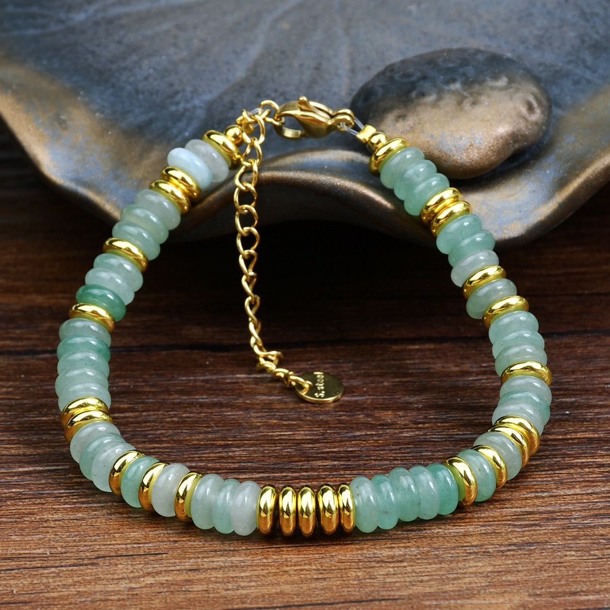 Dopamine colored natural stone bead bracelet