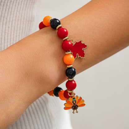 Thanksgiving Creative Maple Leaf Pendant Alloy Bracelet