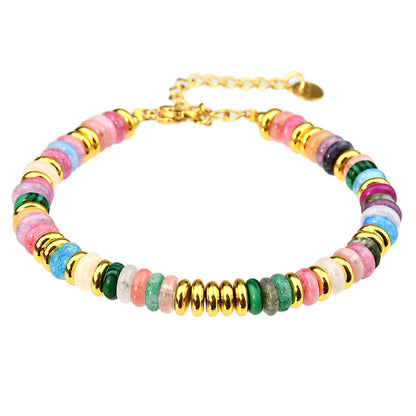 Dopamine colored natural stone bead bracelet