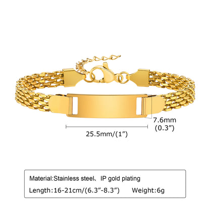 Stainless Steel Titanium Snake Chain Women's Bent Plate Bracelet