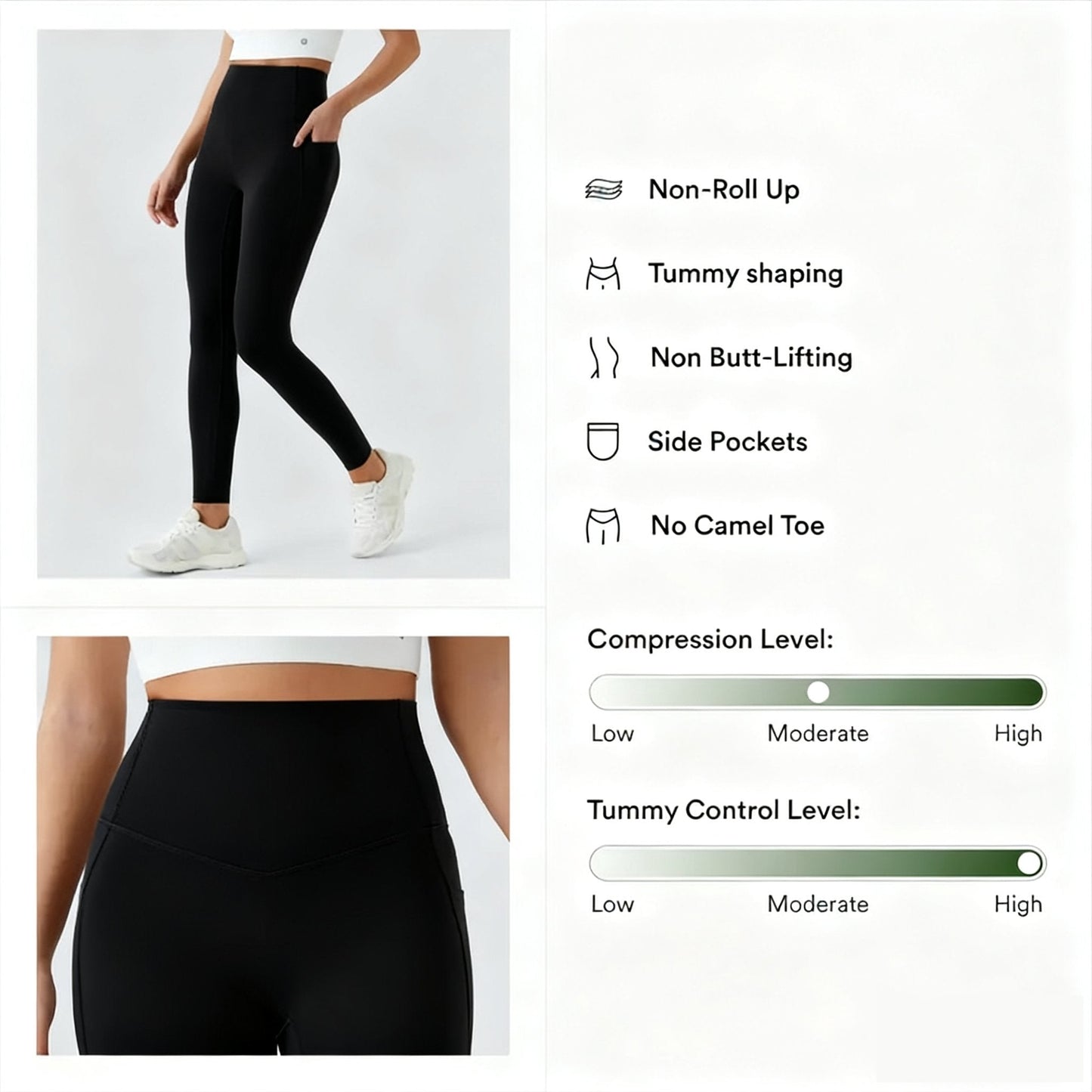 🔥「2025 TOP SELLER」Women's High-Waisted Tummy Control and Hip Lifting Side Pocket Training Super Shaping Leggings 💫