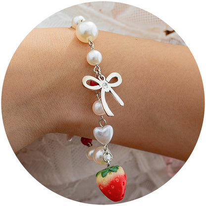 Sweet strawberry bow bracelet Bracelet