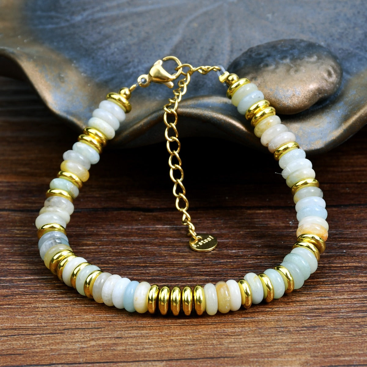Dopamine colored natural stone bead bracelet