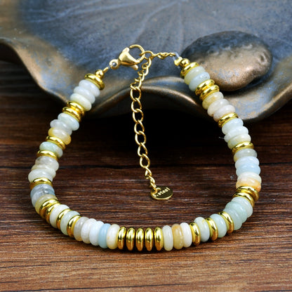 Dopamine colored natural stone bead bracelet