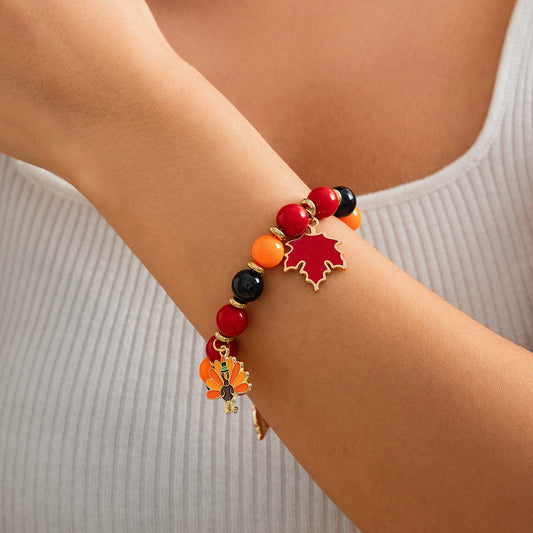 Thanksgiving Creative Maple Leaf Pendant Alloy Bracelet