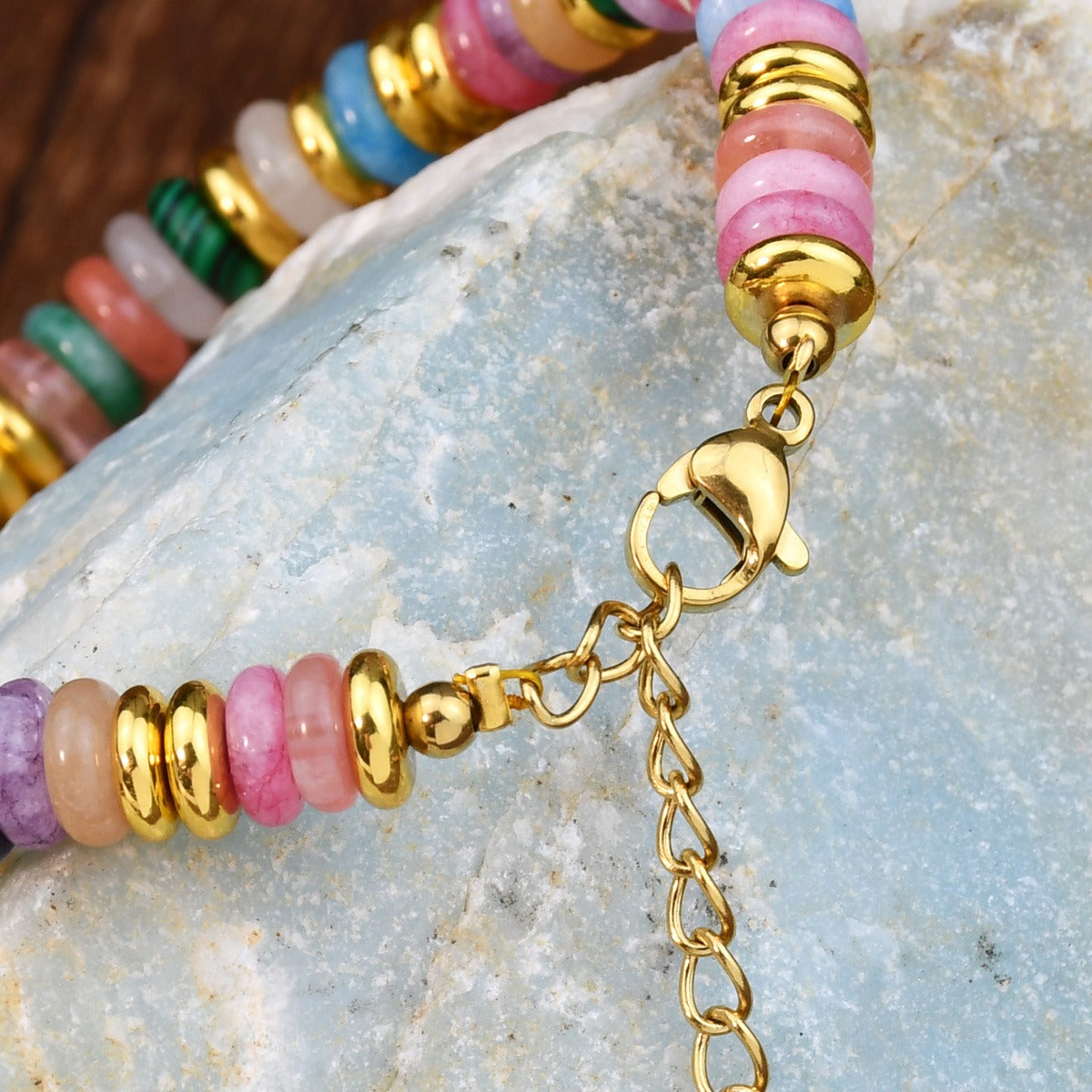 Dopamine colored natural stone bead bracelet