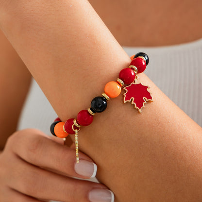 Thanksgiving Creative Maple Leaf Pendant Alloy Bracelet