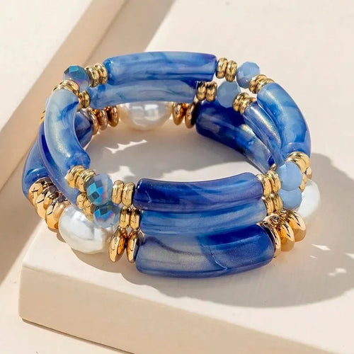 Natural freshwater pearl acrylic bracelet