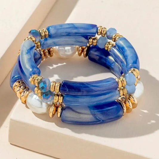 Natural freshwater pearl acrylic bracelet