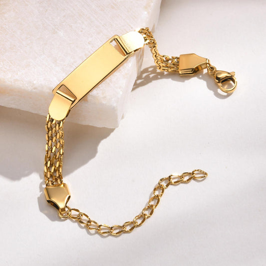 Stainless Steel Titanium Snake Chain Women's Bent Plate Bracelet