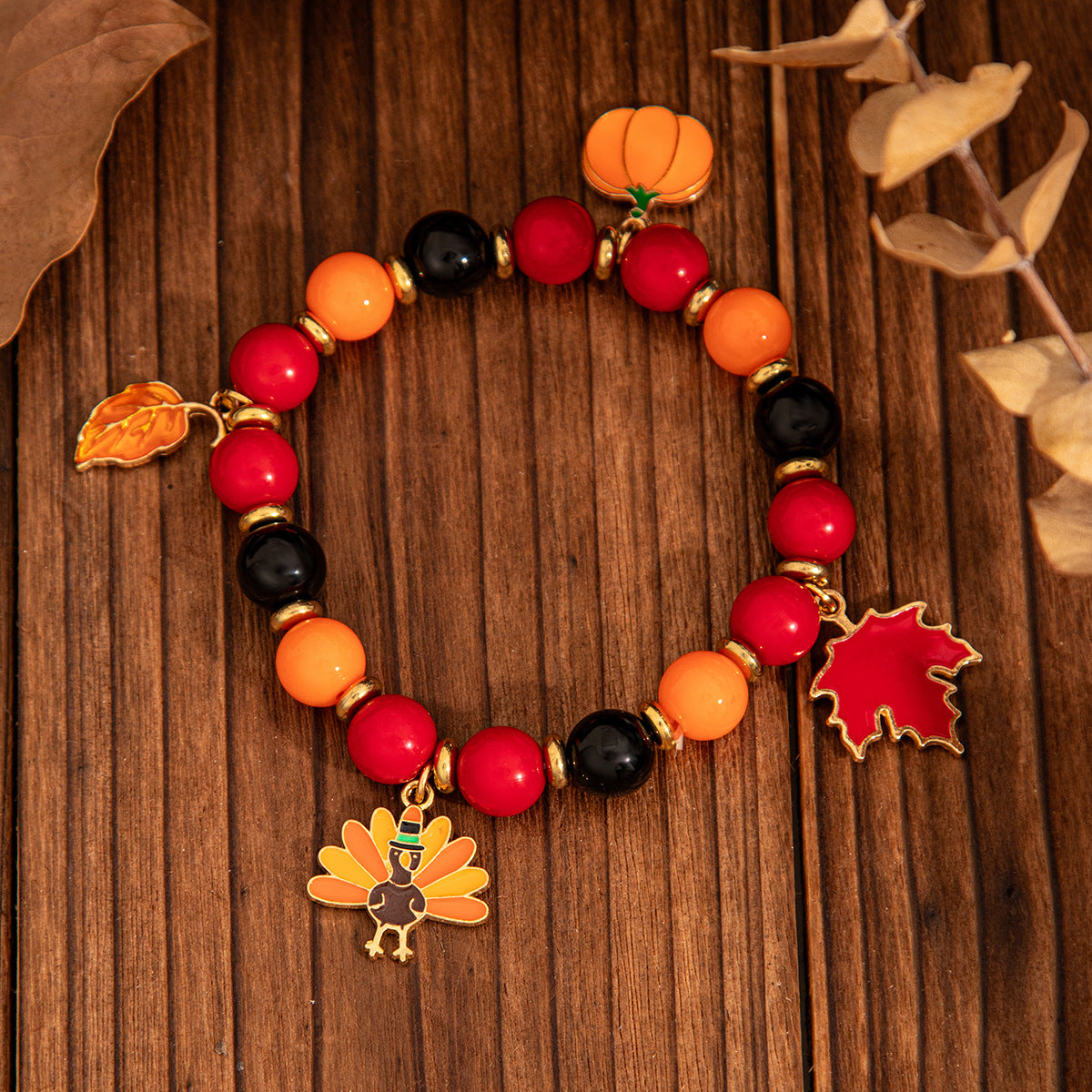 Thanksgiving Creative Maple Leaf Pendant Alloy Bracelet
