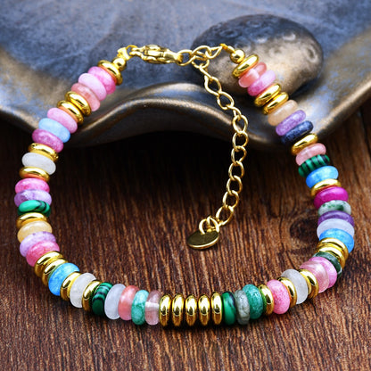 Dopamine colored natural stone bead bracelet