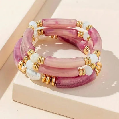 Natural freshwater pearl acrylic bracelet