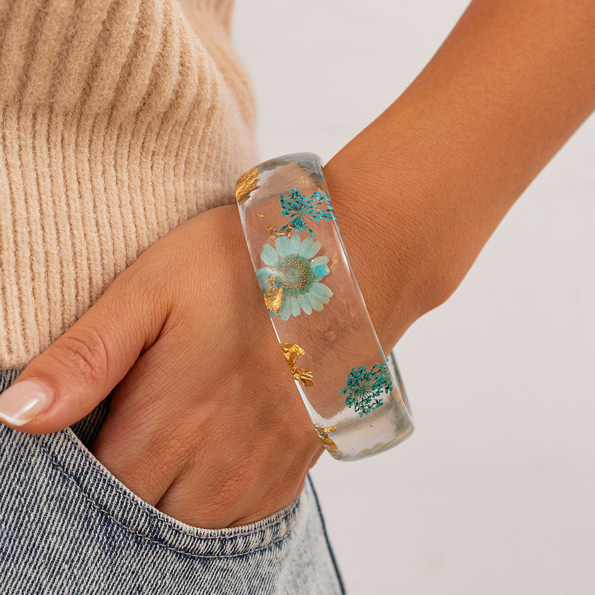 Personalized  daisy transparent Bracelet